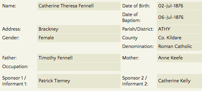 Catherine Theresa Fenell 1876