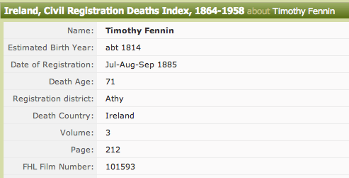 Timothy Fennin 1814